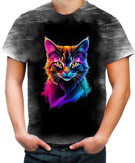 Imagem de Camiseta Desgaste de Gatinho Colorido Neon Vetor 6