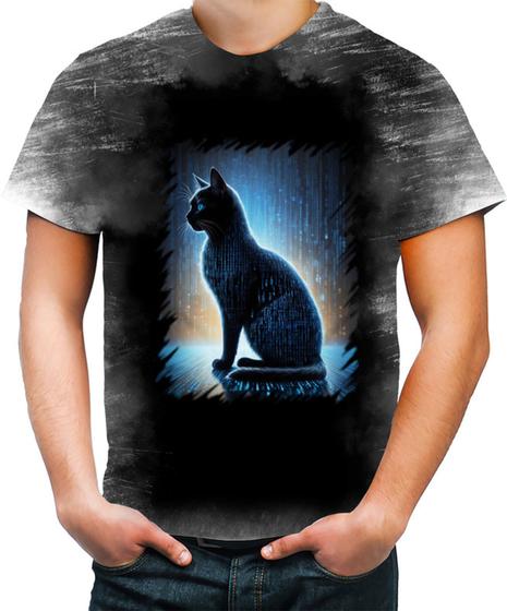 Imagem de Camiseta Desgaste de Gato Oráculo Hacker Binário Mat 1