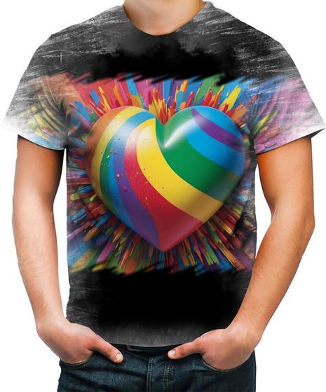 Imagem de Camiseta Desgaste do Orgulho LGBT Coração Amor 1