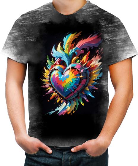 Imagem de Camiseta Desgaste do Orgulho LGBT Coração Amor 5