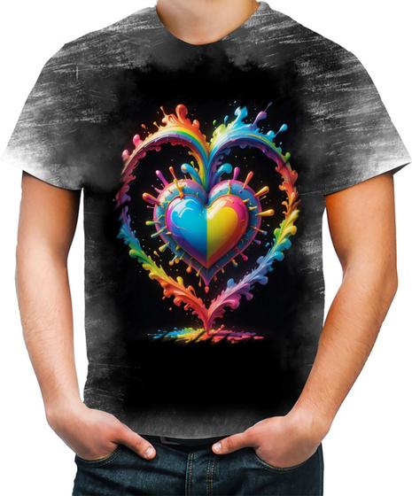 Imagem de Camiseta Desgaste do Orgulho LGBT Coração Amor 8