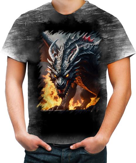 Imagem de Camiseta Desgaste Dragão Dragon Chamas Infernal Fogo 7