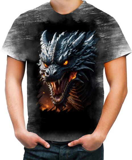 Imagem de Camiseta Desgaste Dragão Dragon Chamas Infernal Fogo 8