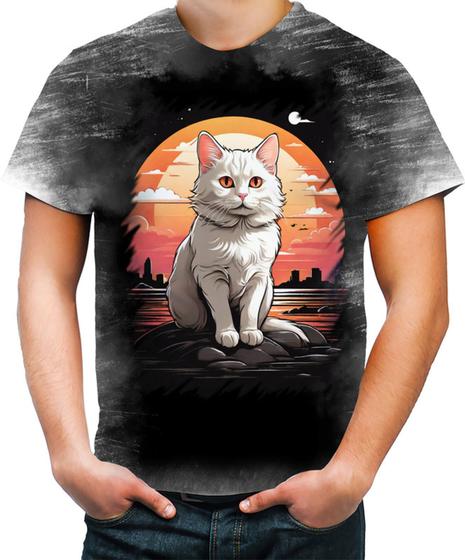 Imagem de Camiseta Desgaste Gatinho no Pôrdo Sol Sunset 6