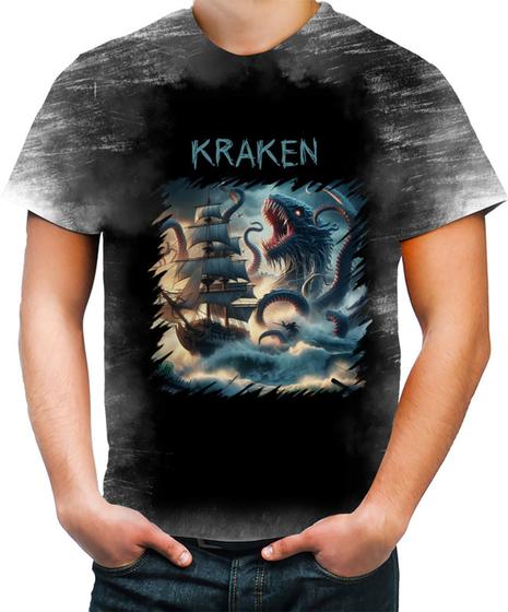 Imagem de Camiseta Desgaste Kraken Monstro Marinho Mitologia 2