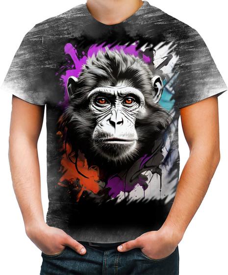 Imagem de Camiseta Desgaste Macaco Monkey Ilustrado Vetor 8