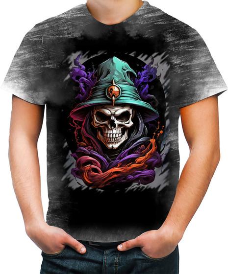 Imagem de Camiseta Desgaste Mago Caveira Trevas Magia 5