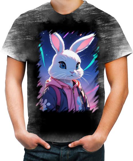 Imagem de Camiseta Desgaste Páscoa Coelhinha Traços Vaporwave 5