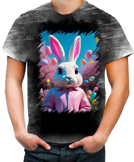 Imagem de Camiseta Desgaste Páscoa Coelhinho Traços Vaporwave 4