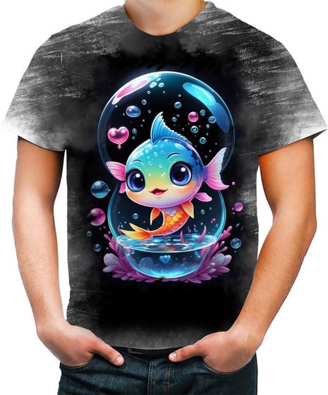 Imagem de Camiseta Desgaste Peixinho Feliz no Aquário Peixe 1