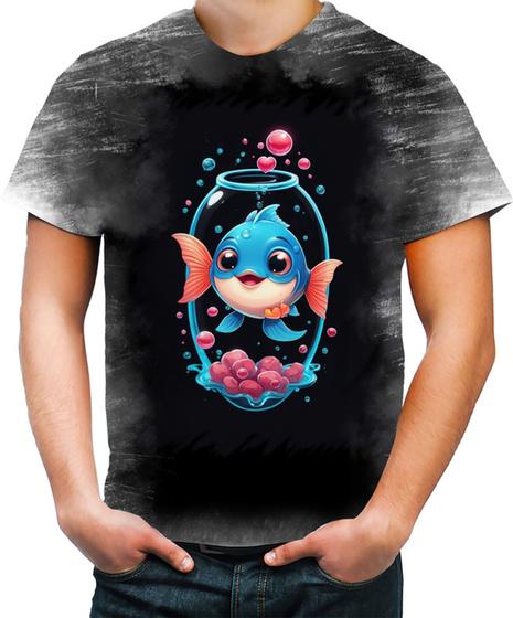 Imagem de Camiseta Desgaste Peixinho Feliz no Aquário Peixe 4