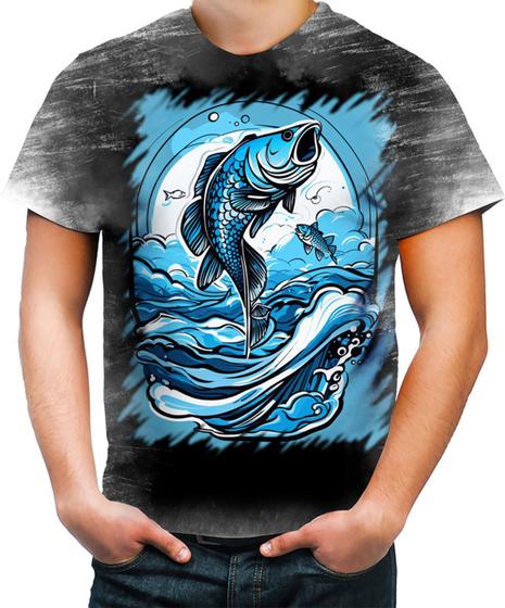 Imagem de Camiseta Desgaste Pesca Esportiva Peixes Azul Paz 11