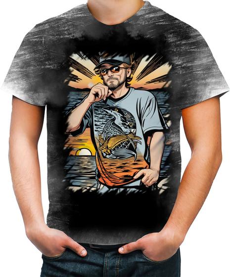 Imagem de Camiseta Desgaste Pesca Esportiva Pôr do Sol Peixes 10