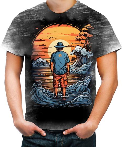 Imagem de Camiseta Desgaste Pesca Esportiva Pôr do Sol Peixes 12