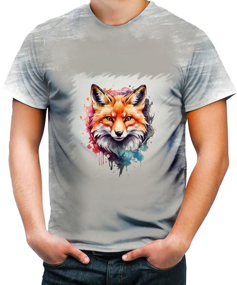 Imagem de Camiseta Desgaste Raposa Fox Ilustrada Abstrata Cromática 2