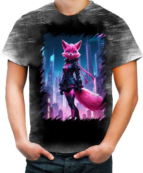 Imagem de Camiseta Desgaste Raposa Humanóide Vaporwave 5