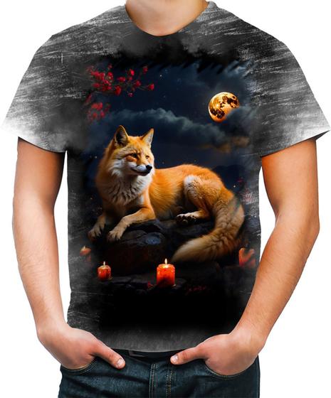 Imagem de Camiseta Desgaste Raposa Japonesa Kitsune Lenda 1