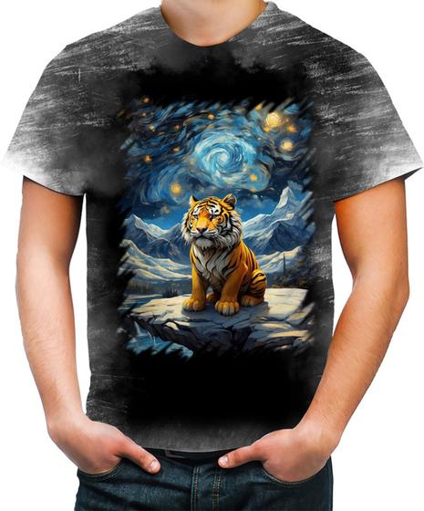 Imagem de Camiseta Desgaste Tigre Noite Estrelada Van Gogh 4