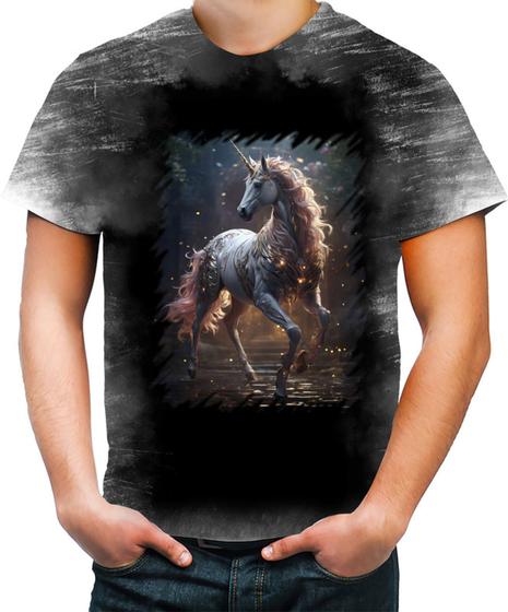 Imagem de Camiseta Desgaste Unicornio Criatura Mítica Fera 1