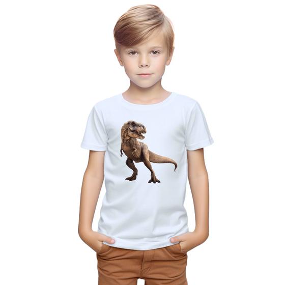 Imagem de Camiseta Dinossauro Tiranossauro Rex Camisa Personalizada Blusa Infantil e Juvenil Algodão com Poliéster