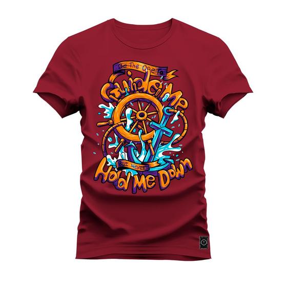 Imagem de Camiseta Direção Navio Estampada Algodão Confortável 30.1 Penteada