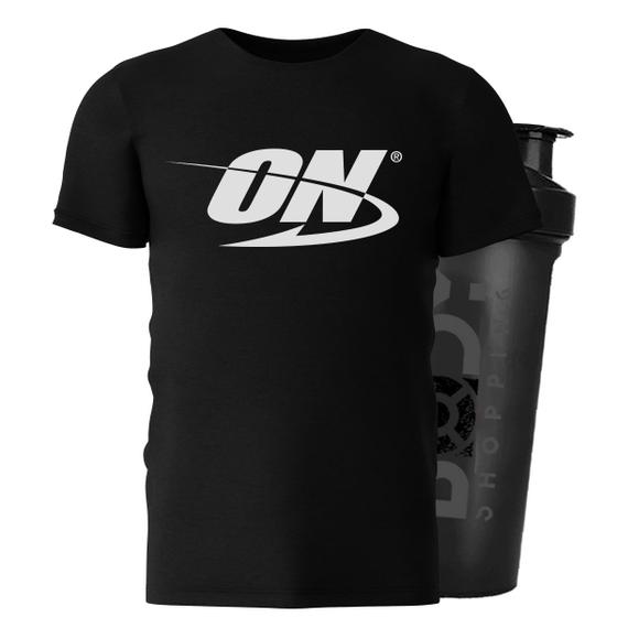 Imagem de Camiseta dry fit preto m + shaker - optimun nutrition