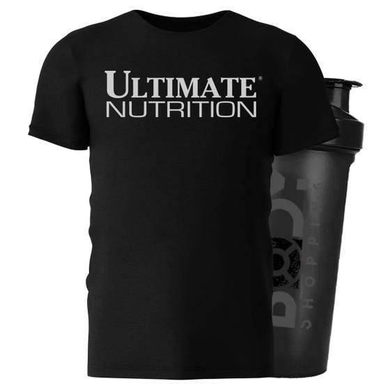 Imagem de Camiseta dry fit preto p + shaker - ultimate nutrition