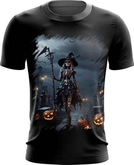 Imagem de Camiseta Dryfit Bruxa Caveira Halloween 12