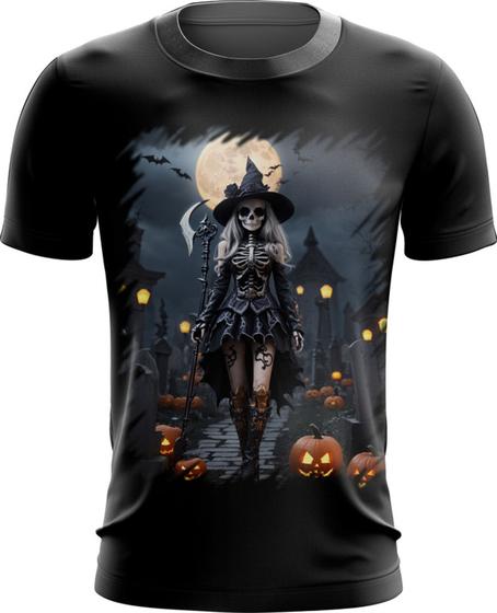Imagem de Camiseta Dryfit Bruxa Caveira Halloween 14