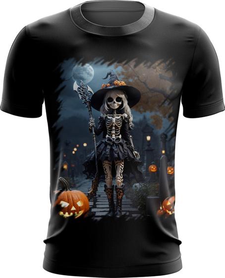 Imagem de Camiseta Dryfit Bruxa Caveira Halloween 9