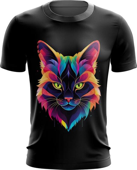 Imagem de Camiseta Dryfit de Gatinho Colorido Neon Vetor 16