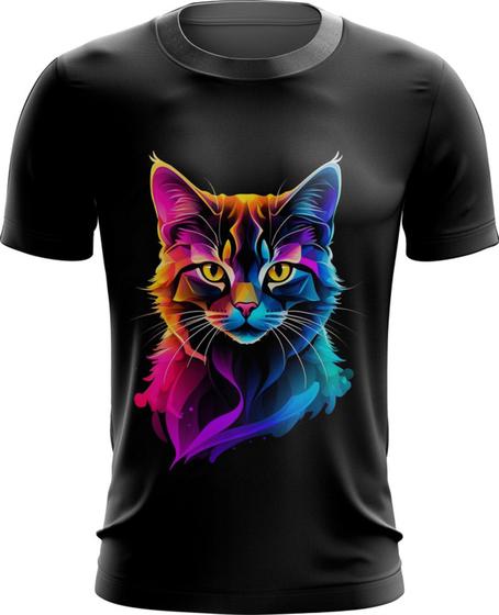 Imagem de Camiseta Dryfit de Gatinho Colorido Neon Vetor 6