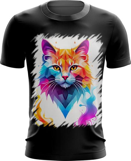 Imagem de Camiseta Dryfit de Gatinho Colorido Neon Vetor 8