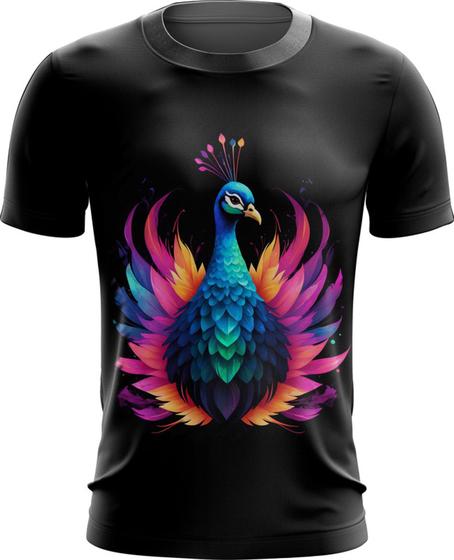 Imagem de Camiseta Dryfit de Pavão Colorido Neon Vetor 16