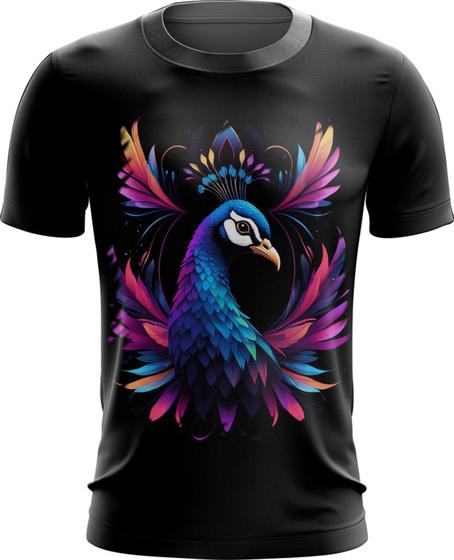 Imagem de Camiseta Dryfit de Pavão Colorido Neon Vetor 4