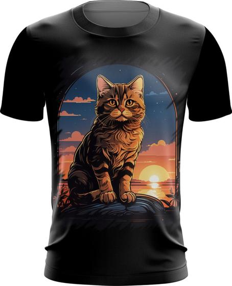 Imagem de Camiseta Dryfit Gatinho no Pôrdo Sol Sunset 10