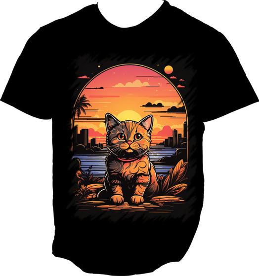 Imagem de Camiseta Dryfit Gatinho no Pôrdo Sol Sunset 15