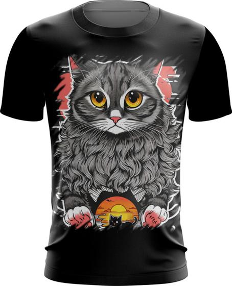 Imagem de Camiseta Dryfit Gatinho no Pôrdo Sol Sunset 20