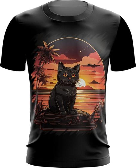 Imagem de Camiseta Dryfit Gatinho no Pôrdo Sol Sunset 8