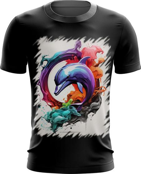 Imagem de Camiseta Dryfit Golfinho Inteligência Arte Pintura 10