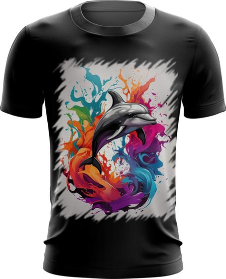 Imagem de Camiseta Dryfit Golfinho Inteligência Arte Pintura 9