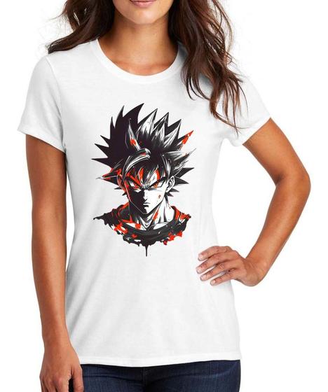 Imagem de Camiseta E Baby Look Goku Rosto - DTF Camisa Masculina E Feminina