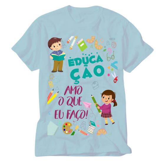 Imagem de Camiseta Educação Infantil azul Professora Pedagogia Educar