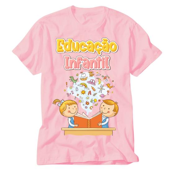 Imagem de Camiseta Educação Infantil Rosa Professora Pedagogia Educar