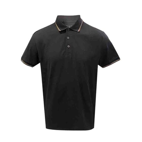 Imagem de Camiseta Ellus Gola Polo Preta Friso Marrom Classic