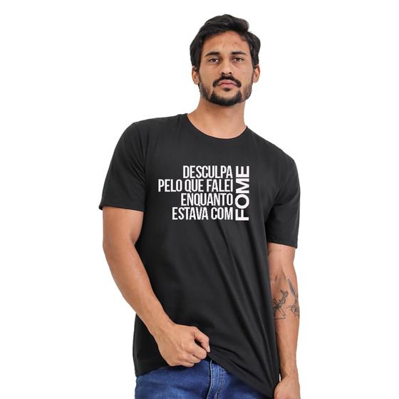 Imagem de Camiseta Engraçada Desculpa Pelo Que Falei Enquanto Estava Com Fome