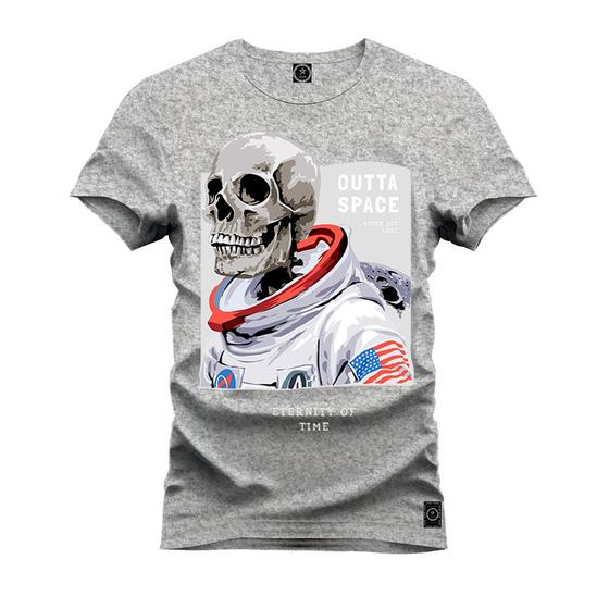 Imagem de Camiseta Especial Plus Size Premium Estampada Caveira Astronauta