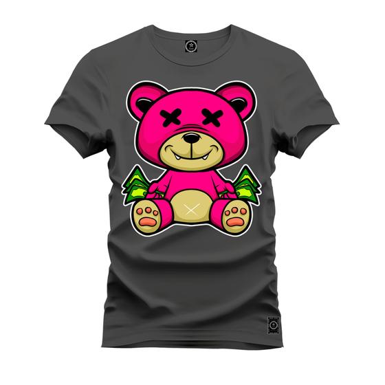 Imagem de Camiseta Especial Plus Size Premium Estampada Urso Rosa X