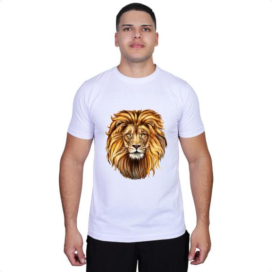 Imagem de Camiseta Estampa Leão Masculina Feminina Impressão DTF Camisa Algodão