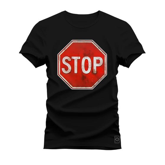 Imagem de Camiseta Estampada Algodão Premium Confortável Placa Stop